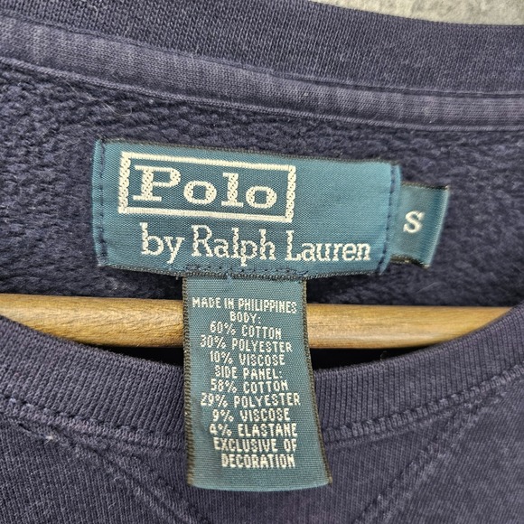 Vintage 90s Polo Ralph Lauren Sweatshirt Men S Blue Pony Prep Fleece Pullover RL - Picture 3 of 14